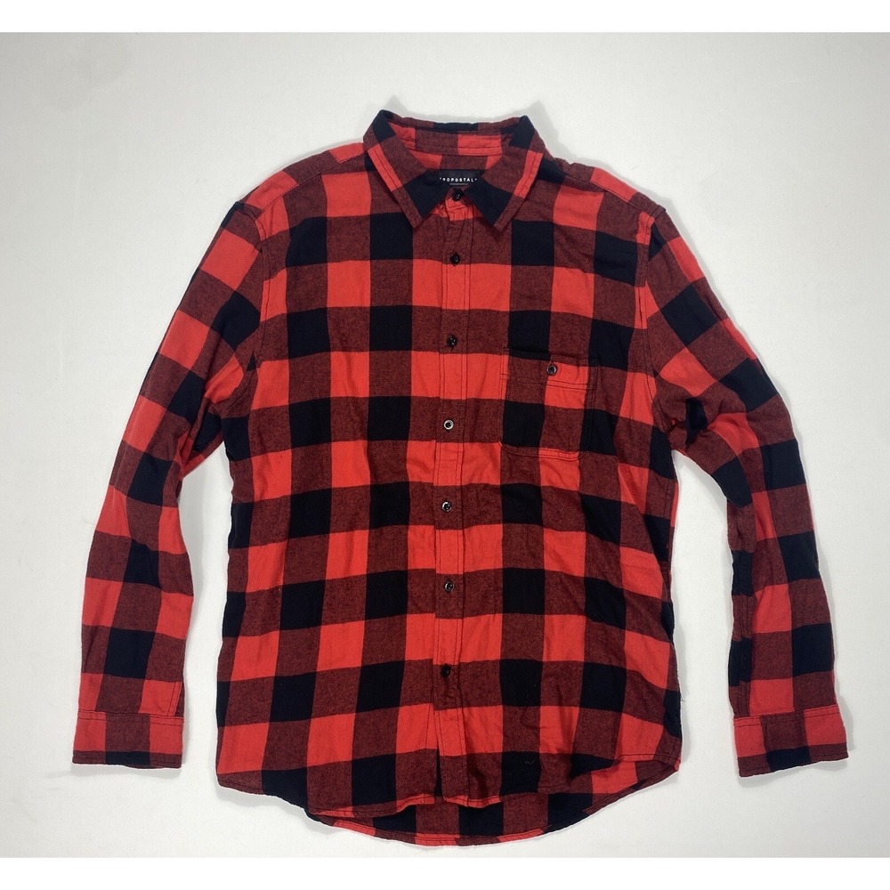 Aeropostale Air Softspun Flannel Mens XL Red Black Buffalo Plaid Gorpcore Shirt